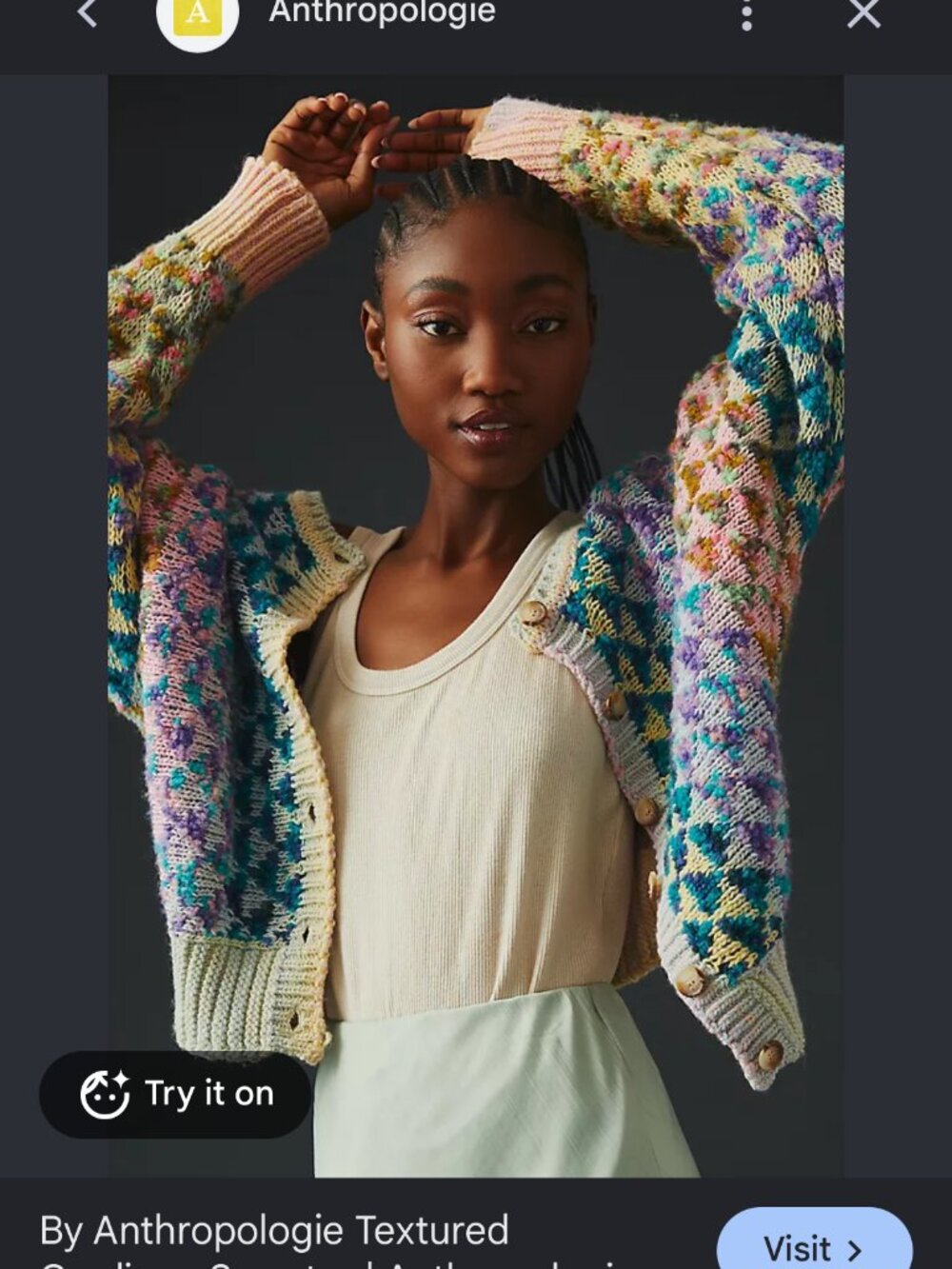 ANTHROPOLOGIE textured cardigan sweater $220 retail L large - Picture 3 of 4